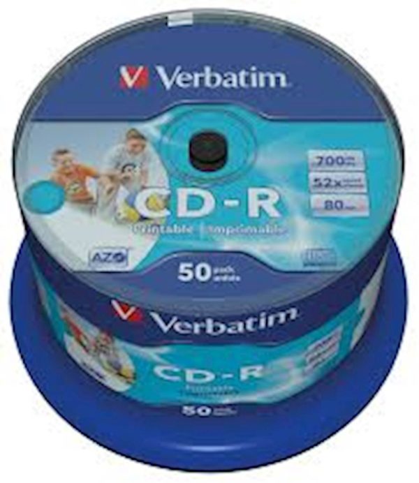 CD-R WIDE VERBATIM 50PK CB PR Wide Inkjet Pr.