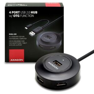 AXAGON HUE-X6GB 4x USB2.0 Hub 80cm Cable + Micro USB OTG Black