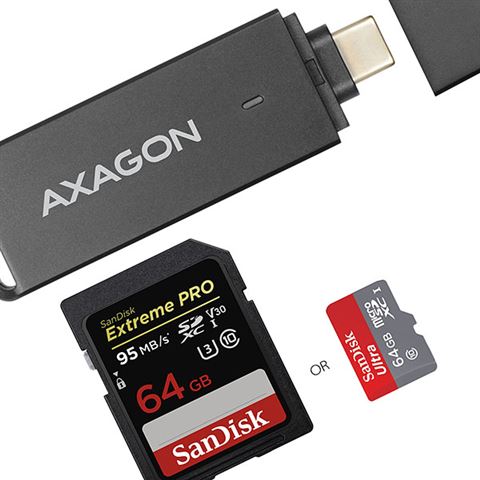 AXAGON CRE-S2C USB 3.0 Type-C čitač memorijskih kartica SD/microSD AXAGON CRE-S2C USB 3.0 Type-C čitač memorijskih kartica SD/microSD