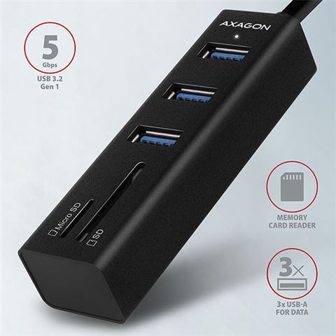 USB HUB AXAGON HMA-CR3A 3x USB-A + SD/microSD USB HUB AXAGON HMA-CR3A 3x USB-A + SD/microSD