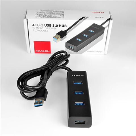 AXAGON HUE-S2BL 4x USB3.0 Charging Hub 1.2m Cable AXAGON HUE-S2BL 4x USB3.0 Charging Hub 1.2m Cable