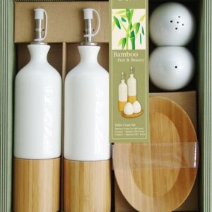 Posude za začine set bijeli-bambus