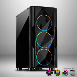 Inter-tech Case A-3401 ChevronRGB gaming, 3x RGB fans,Acrylic glass front panel - Slika 1