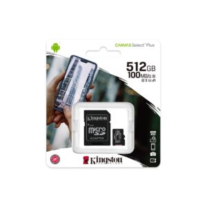 Kingston MicroSD 512GB Class10Canvas Select Plus;SD adapter100/85MBs,Class 10 UHS-I, U3, V30 - Slika 1