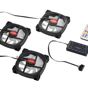 Spire set 3x ARGB fansfan hub, remote control, 12cm12V, 6p five wire, 6pin connection - Slika 1
