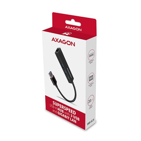 USB HUB AXAGON HMA-CR3A 3x USB-A + Gigabit LAN