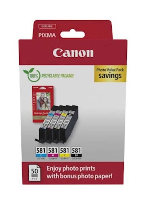 KOMPLET CANON CLI-581 C/M/Y/BK + PAPIR