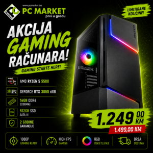 PCM Gaming računar Ryzen 5 5500 / RTX 3050 6GB / 16GB RAM / 512GB SSD - Slika 1