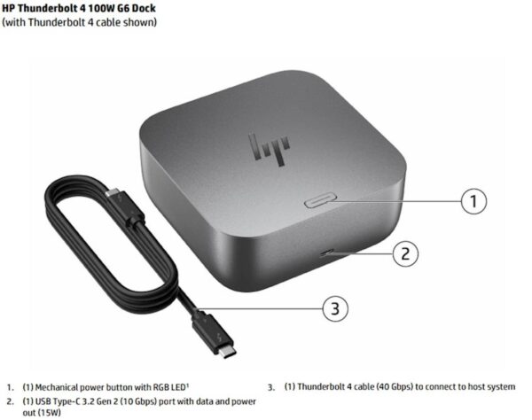 Docking HP Thunderbolt 4 100W G6 (9X472UT) Docking HP Thunderbolt 4 100W G6 (9X472UT)