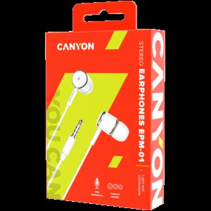 CANYON Stereo earphones with microphone, White - Slika 3