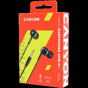 CANYON Stereo earphones with microphone, Black - Slika 3