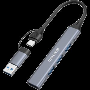 CANYON hub DS-02 4in1 USB-A/C Grey - Slika 2
