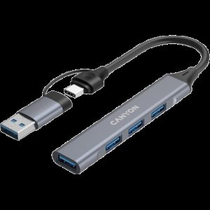 CANYON hub DS-02 4in1 USB-A/C Grey - Slika 3