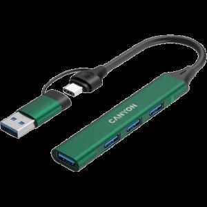 CANYON hub DS-02 4in1 USB-A/C Green - Slika 3