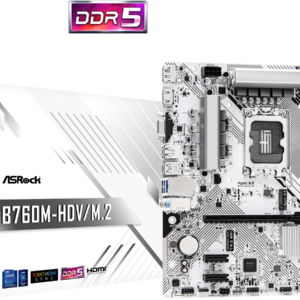 ASROCK MB B760-HDV/M.2B760, LGA1700, 2xDDR5, 2xM.24xSATA,RAID,HDMI,DP,VGA,MicroATX, White - Slika 1