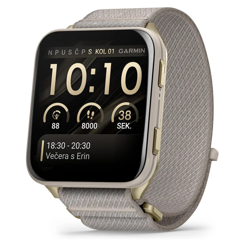 GARMIN Venu X1 Soft Gold titanijsko kućište i svijetlo sivi najlonski kaiš