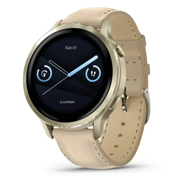 GARMIN Venu 4 41mm Beige/Lunar Gold Leather GARMIN Venu 4 41mm Beige/Lunar Gold Leather
