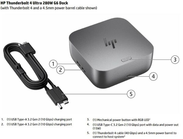 Docking HP Thunderbolt 4 Ultra 280W G6 (AW5M5UT) Docking HP Thunderbolt 4 Ultra 280W G6 (AW5M5UT)