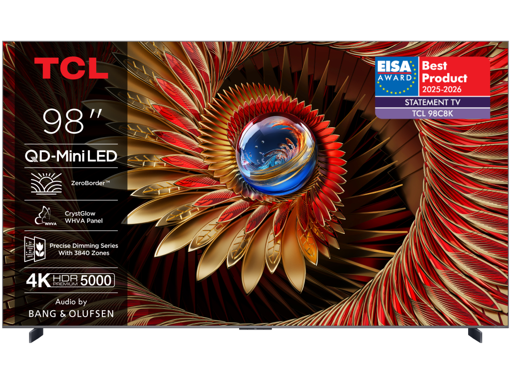 TCL 98"C8K 4K QD-Mini LED TV144Hz Google TV; ZeroBorder;Audio BANG & OLUFSEN; HDR Premium 5000;