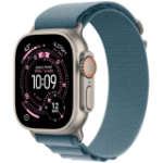 Apple Watch Ultra 3 Cellular 49mm Natural Titanium Case with Light Blue Alpine Loop - Large