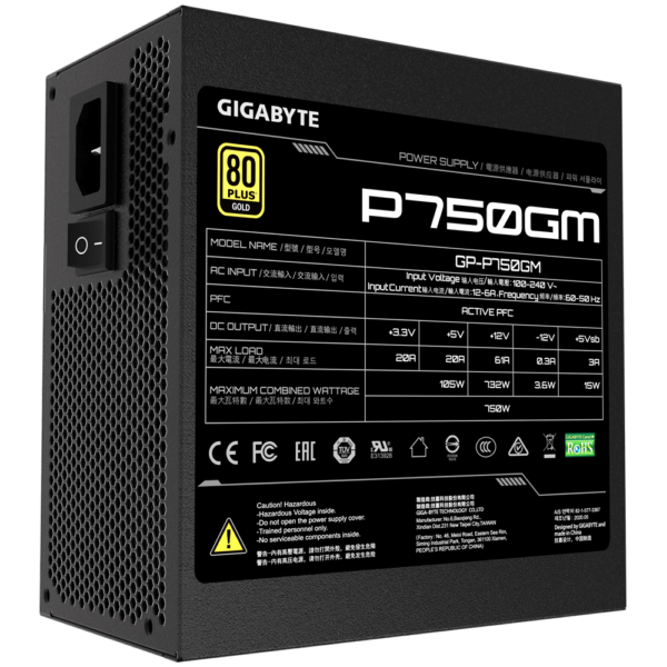 Gigabyte PSU 750W Gold Modular80+ GOLD;Fully Modular;8xSATA Gigabyte PSU 750W Gold Modular80+ GOLD;Fully Modular;8xSATA