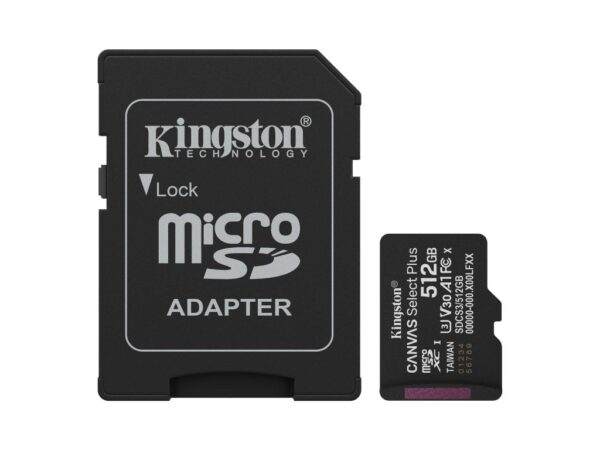 Kingston microSD 512GB Class10Canvas Select Plus150MBs Read Kingston microSD 512GB Class10Canvas Select Plus150MBs Read