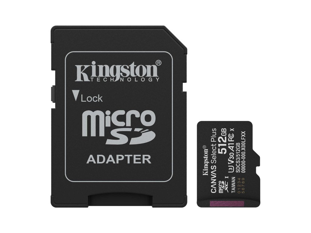 Kingston microSD 512GB Class10Canvas Select Plus150MBs Read