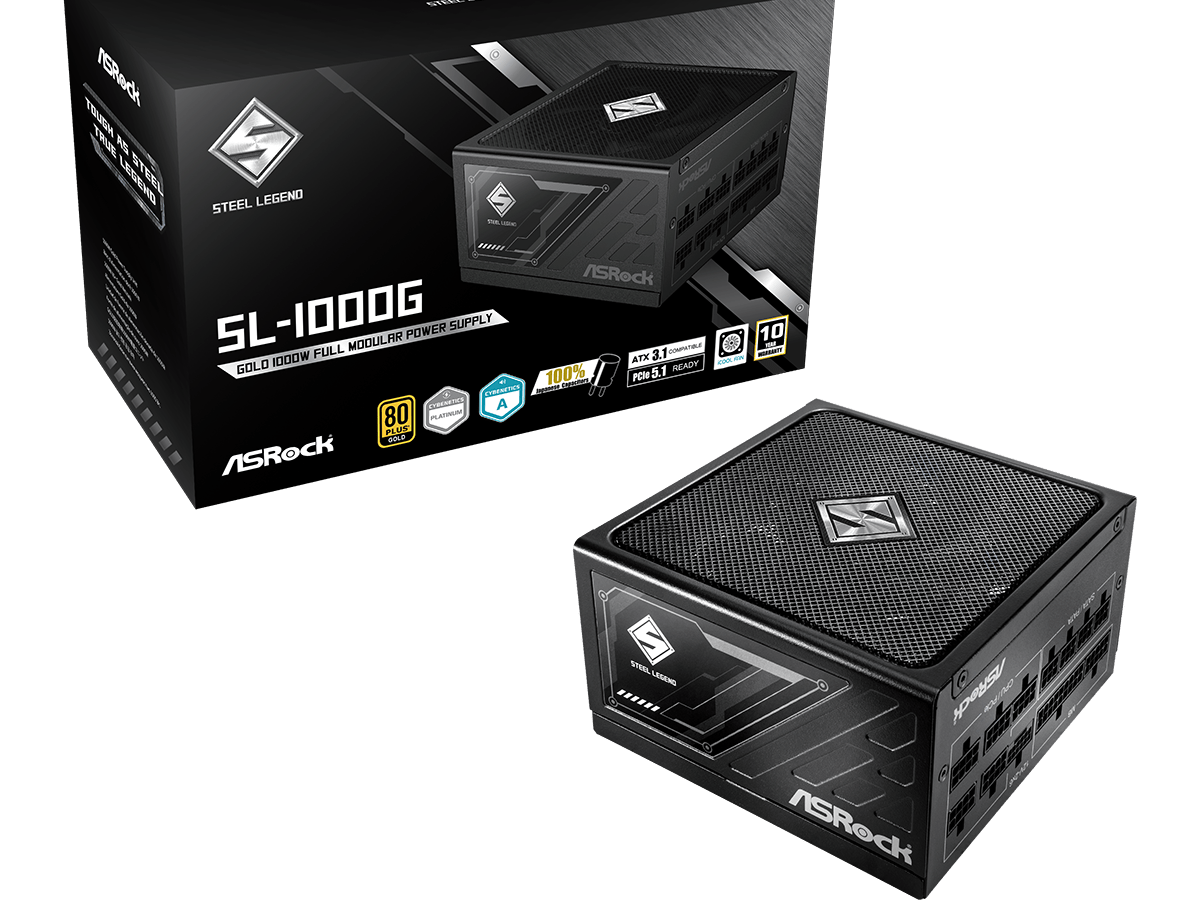 ASROCK PSU 1000W Gold Steel LFully Modular