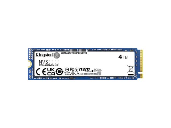 Kingston SSD 4TB NV3NVMe PCIe Gen 4.0x4R/W : 6000/5000MB/s