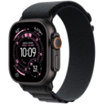Apple Watch Ultra 3 Cellular 49mm Black Titanium Case with Black Titanium Milanese Loop - Medium