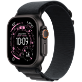 Apple Watch Ultra 3 Cellular 49mm Black Titanium Case with Black Titanium Milanese Loop - Medium