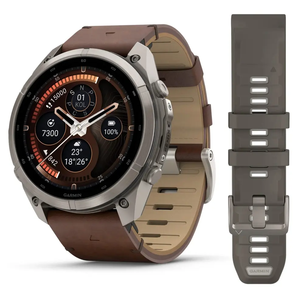 GARMIN Fenix 9 PRO inReach 51 mm AMOLED Titanium Walnut Leather